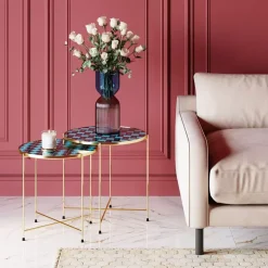 Beistelltisch Priya Blau (2/Set)