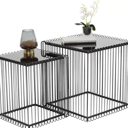Beistelltisch Wire Square Schwarz (2/Set) 45X45Cm