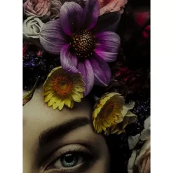 Bild Glas Flower Art Lady 120X120Cm