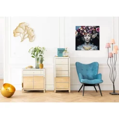 Bild Glas Flower Art Lady 80X80Cm