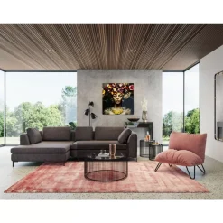 Bild Glas Flower Art Lady 80X80Cm