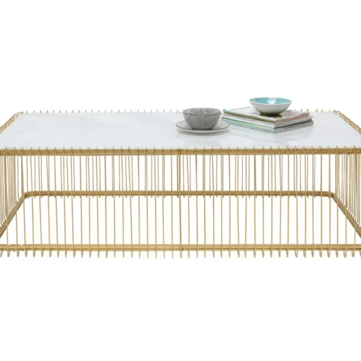 Couchtisch Wire Glas Marble Weis 145X70Cm