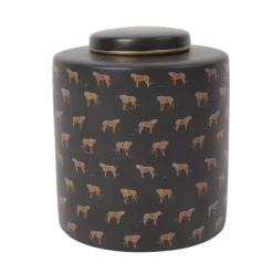 Deckelvase Leoparden