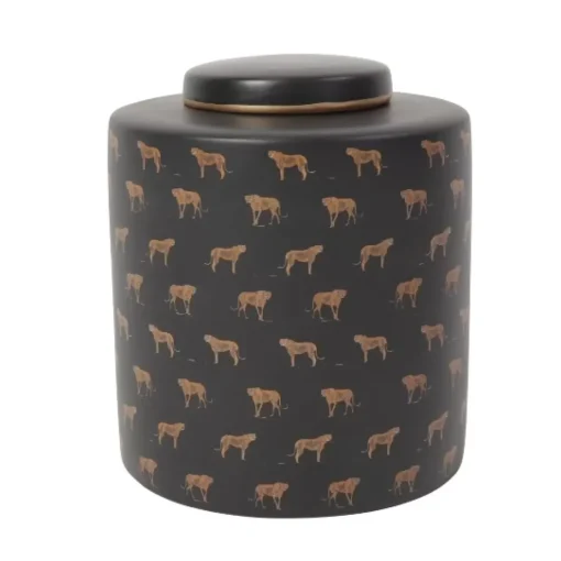 Deckelvase Leoparden