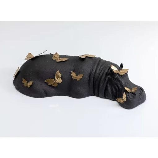 Deko Figur Hippo Butterflies 35Cm