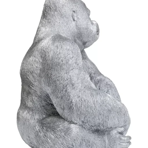 Deko Figur Monkey Gorilla Side Xl Silber Matt