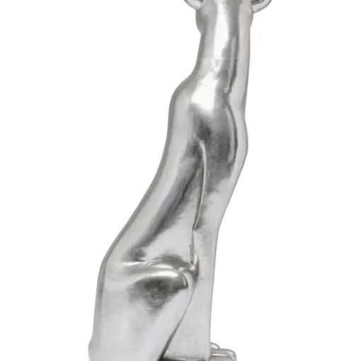 Deko Figur Sitting Leopard Silber 150Cm