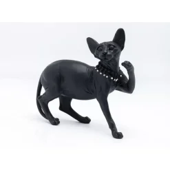 Deko Figur Standing Cat Audrey Schwarz 29Cm