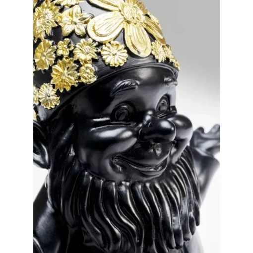 Deko Figur Zwerg Meditation Schwarz Gold 19