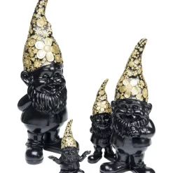 Deko Figur Zwerg Standing Schwarz Gold 46Cm