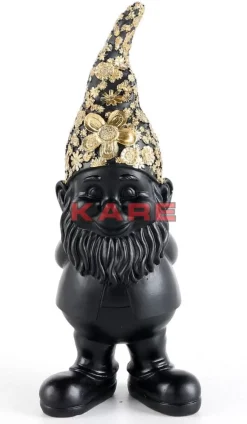 Deko Figur Zwerg Standing Schwarz Gold 30Cm