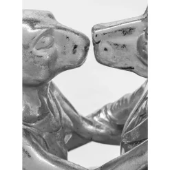 Deko Objekt Kissing Rabbit And Dog Silber