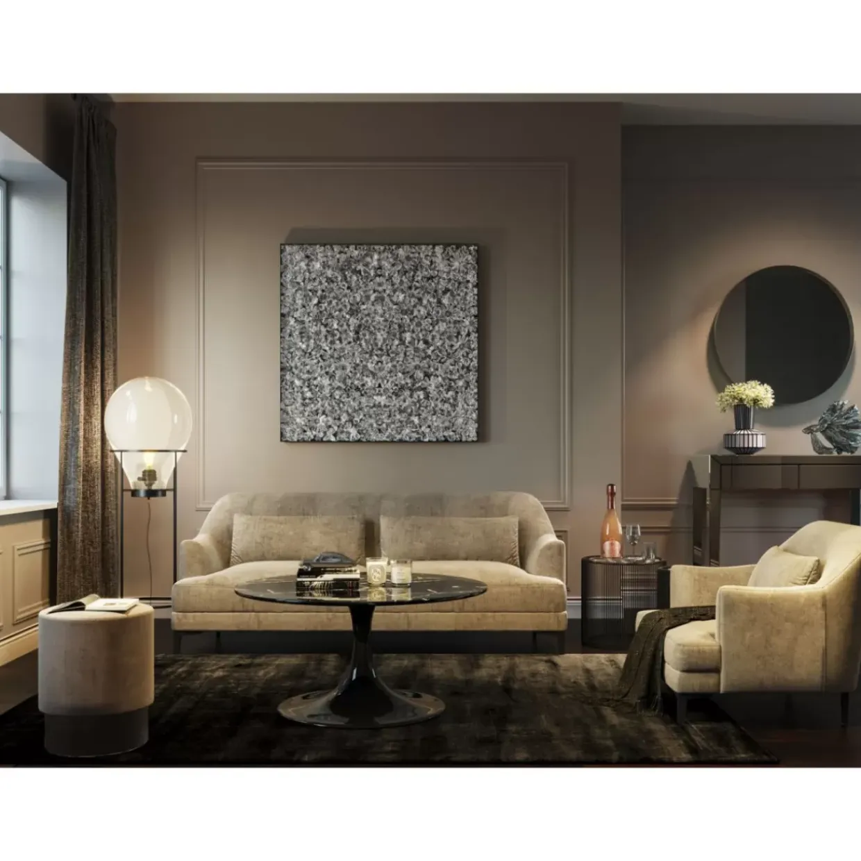 Deko Rahmen Silver Flower 100X100Cm