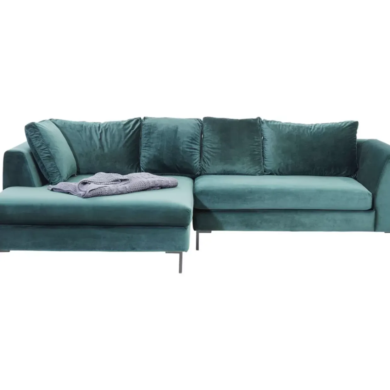 Ecksofa Gianni Velvet Dunkelgrun Links Schwarz