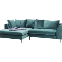 Ecksofa Gianni Velvet Dunkelgrun Links Schwarz