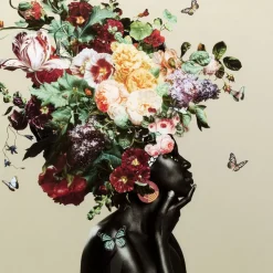 Glasbild Bouquet Beauty Beige 100X100Cm