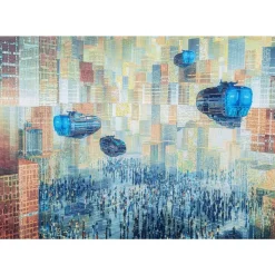 Glasbild 3D Future City 150X100Cm