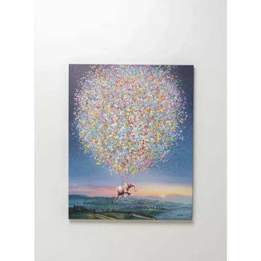 Leinwandbild Flying Elephant At Night 80X100Cm