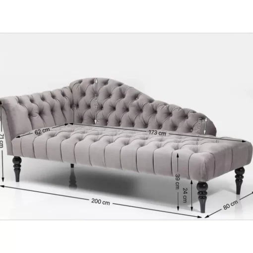 Recamiere Desire Velvet Silbergrau