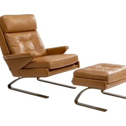 Sessel Mit Hocker Breno Braun