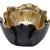 Teelichthalter Flower Bloom Schwarz Gold O10