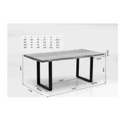 Tisch Harmony Rohstahl 180X90